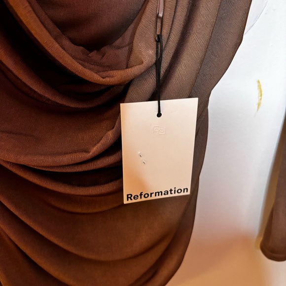 NWT Reformation Elegant Brown Drape Neck Top sz M - Picture 5 of 5